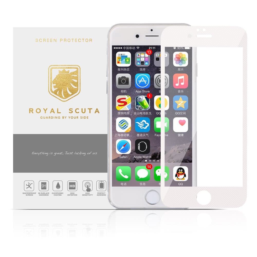 Royal Scuta Nano Coating Tempered Glass Screen Protector for iPhone 6/6S & 6/6S Plus Screen Protectors (White Nano Coating for iPhone 6/6S Plus)