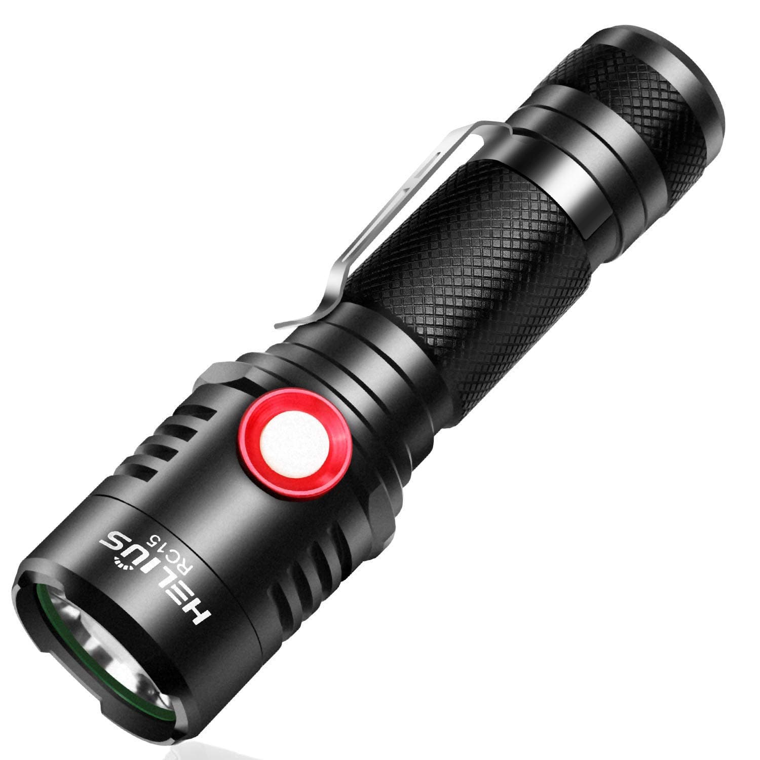 Rechargeable Tactical 18650 USB Flashlight, Powerful Cree XML2 Led Flashlights, Stepless Dimming Bright 1600 High Lumen Waterproof Torch Light, Intelligent Power Indicator, Bike Mount+Battery Included