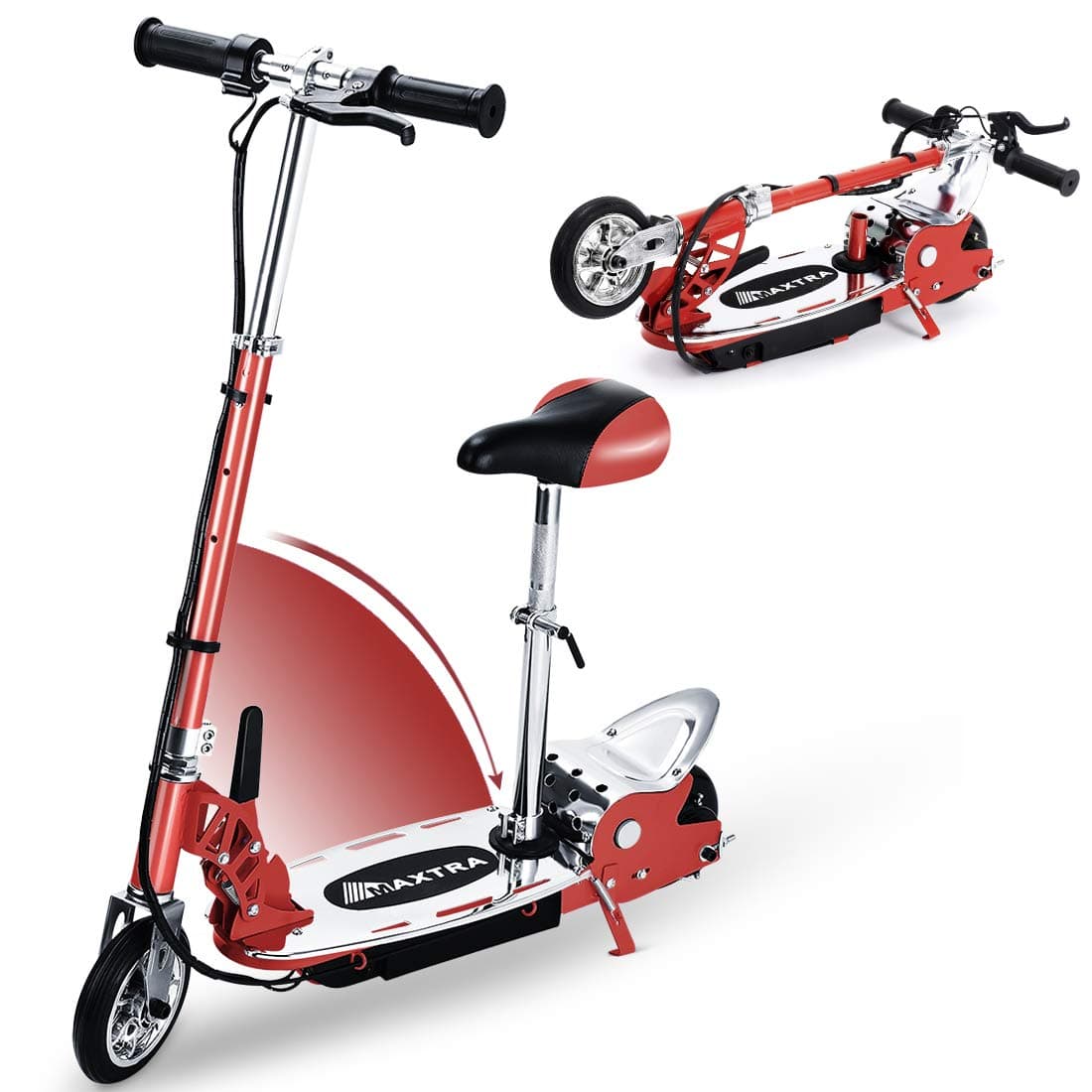 Overwhelming Upgrade E120 Adjustable Handlebar and Seat Folding Electric Scooter for Kids,177lbs Max Weight Capacity No Kick to Start Motorized Scooters with Removable Seat