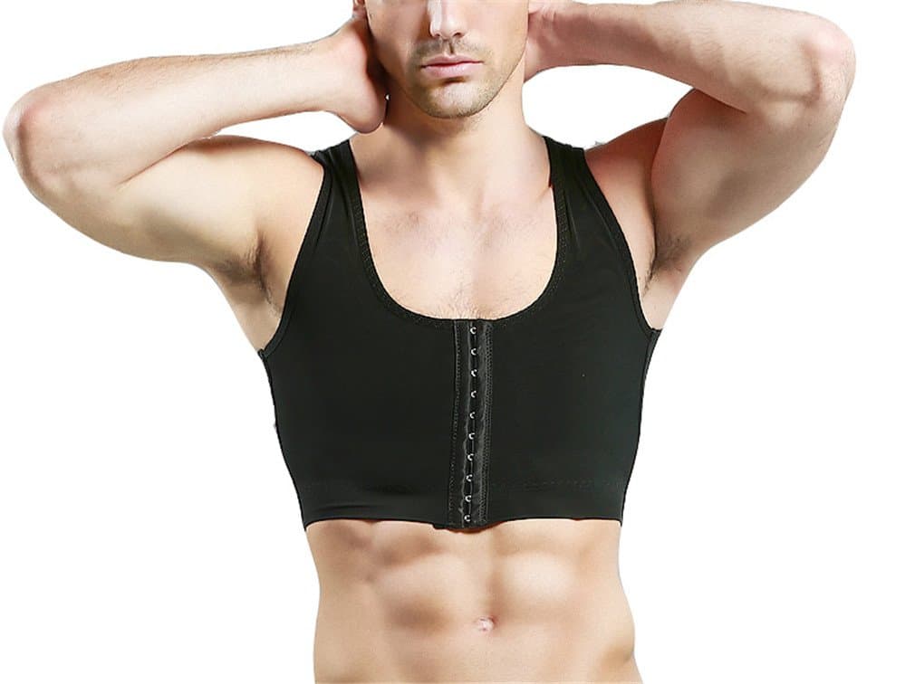 Breathable Invisible 3 Rows Clasp Gynecomastia Hide Man Moobs Chest Binders Short Tank