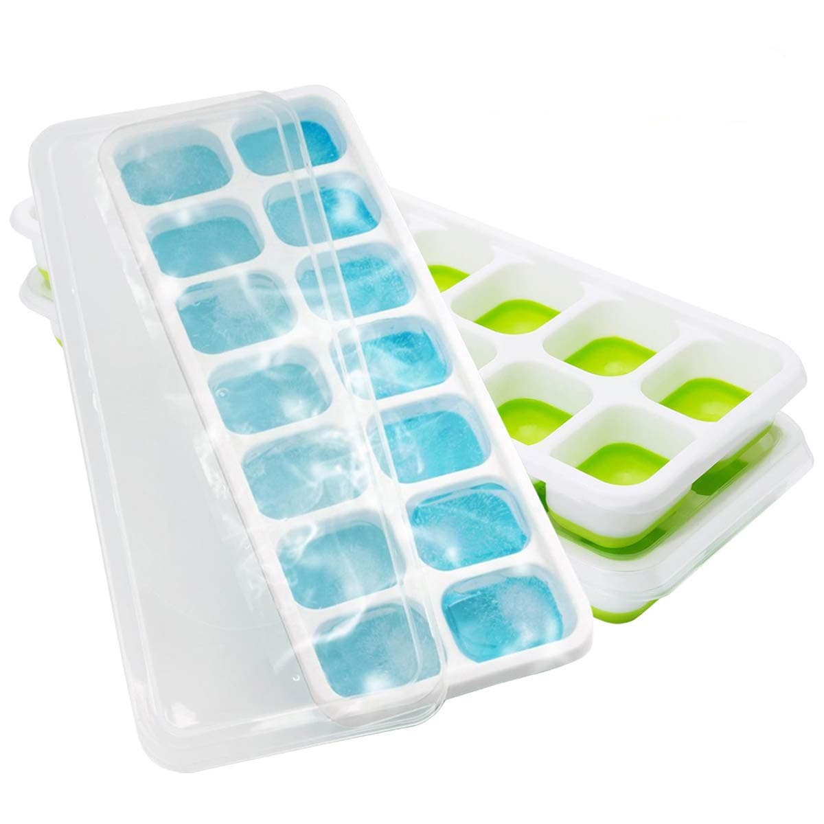 Ice Cube Trays 3 Packs Silicone Ice Cube Trays with Lids Easy Release Ice Trays Flexible BPA Free Stackable Ice Cube Trays