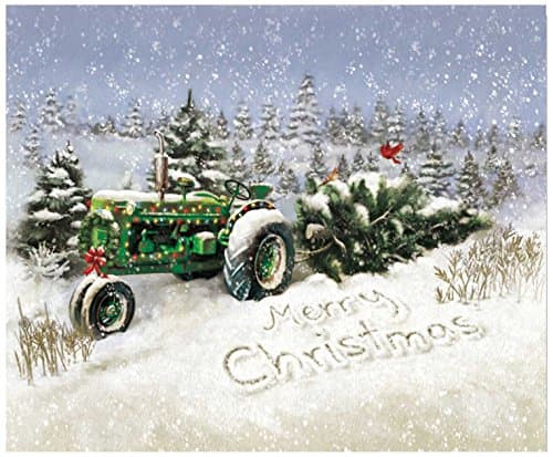 Trendy Decor 4 U 64171-C Christmas Tree Tractor Lighted Canvas