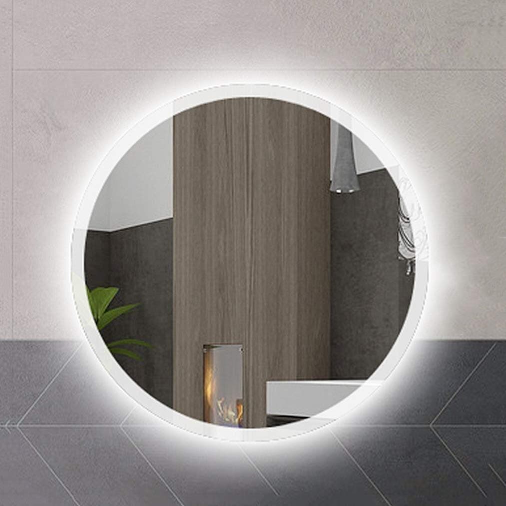 HZWLF Vanity Mirror Led Wall Mounted Backlit Circle Mirror Bathroom Makeup Mirror Warm White Light Waterproof Mirror