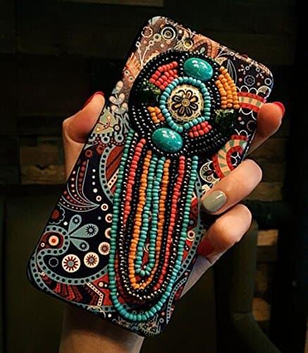 IPhone 7 Plus Case Luxury Retro National Style Handmade Soft TPU Silicon 3D Diamond Tassel Back Cover (IPhone 7 plus, Pearl Beads)
