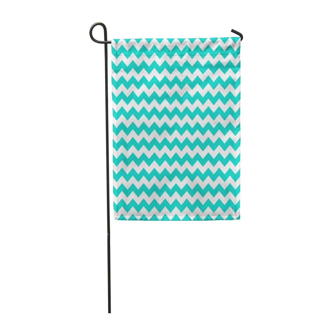 Tarolo Decoration Flag Abstract Chevron Zigzag Striped Pattern in Turquoise Blue and White Chic Classic Colors Thick Fabric Double Sided Home Garden Flag 12" W x 18" H