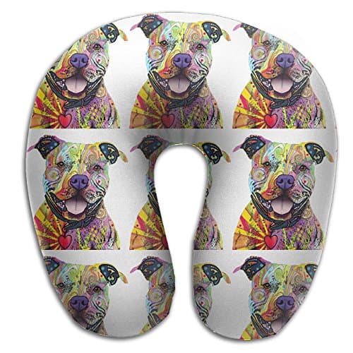 Creative Cute Colorful Pitbull Design Comfortable U Shaped Neck Pillow Soft Neck Support Pattern Pillow For Rest,Travel,Car,Airplane,Bed,Sofa