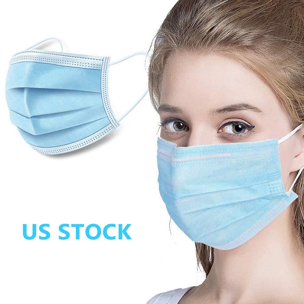 WONMAX Face Shield Ear Loops Disposable Non-Woven Daily Care Dust Safety 3-Layer Disposable Protective Disposable Medical