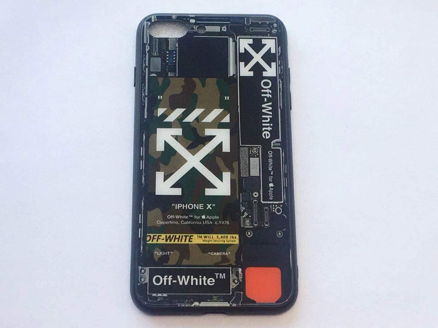 TYUSAN Off OW Phone Case Protective Premium Hard Case Ultra Slim Shock Proof Cover/Bumper/Skin/Cushio for iPhone (Off White Camouflage, iPhone 7/8 Plus)