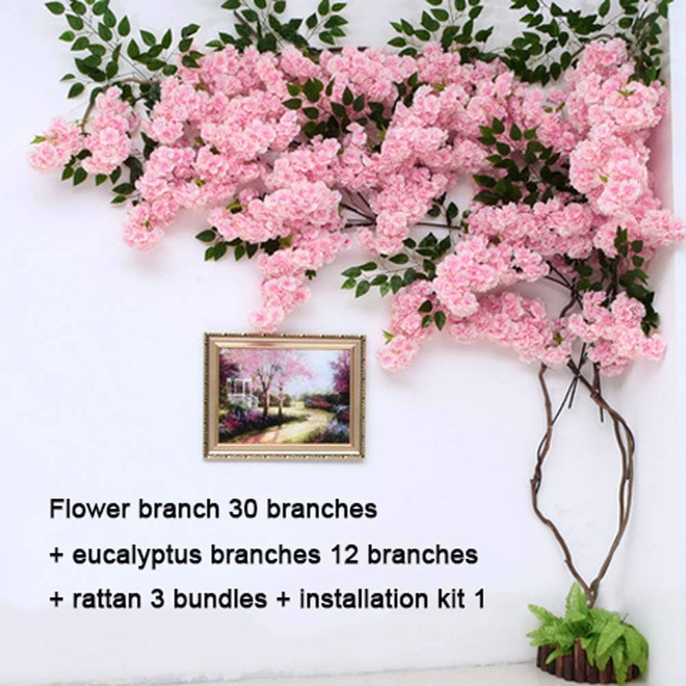 Artificial Cherry Blossom Tree with Leaves Hanging Greenery Plastic Floral Centerpieces for Wedding Home Hotel Yard Decoration