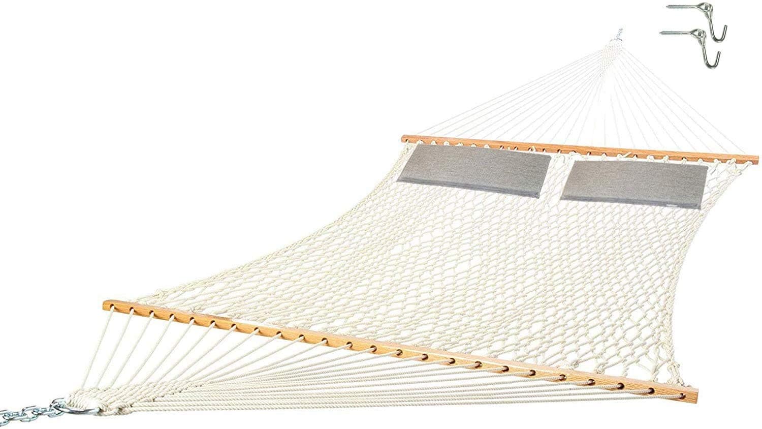 Castaway Hammocks 14 ft. Texas Size Extra Long Cotton Rope Hammock and 2 Pillows Combo