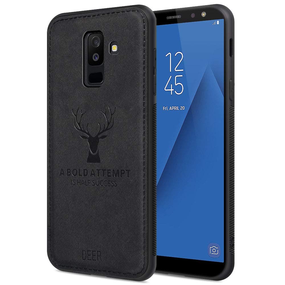Samsung A6 Plus Case Samsung A6 Plus Phone Cover Shockproof Snow-Proof Dirt-Proof Full Body Phone Protector Cover for Samsung A6 Plus with 3D Imprinted Deer Samsung A6 Plus Cover Waterproof(Black)