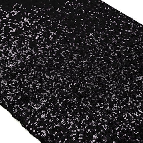 DUOBAO Sequin Table Runner-13x84-Inch,Sparkly Black Handmade Sequin Table Cover/Linen~0911S