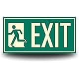 Low Proximity Photoluminescent Mini Exit Sign (Left) 12" x 6". Aluminum Code Approved ASTM E2072 IBC/NFPA 101