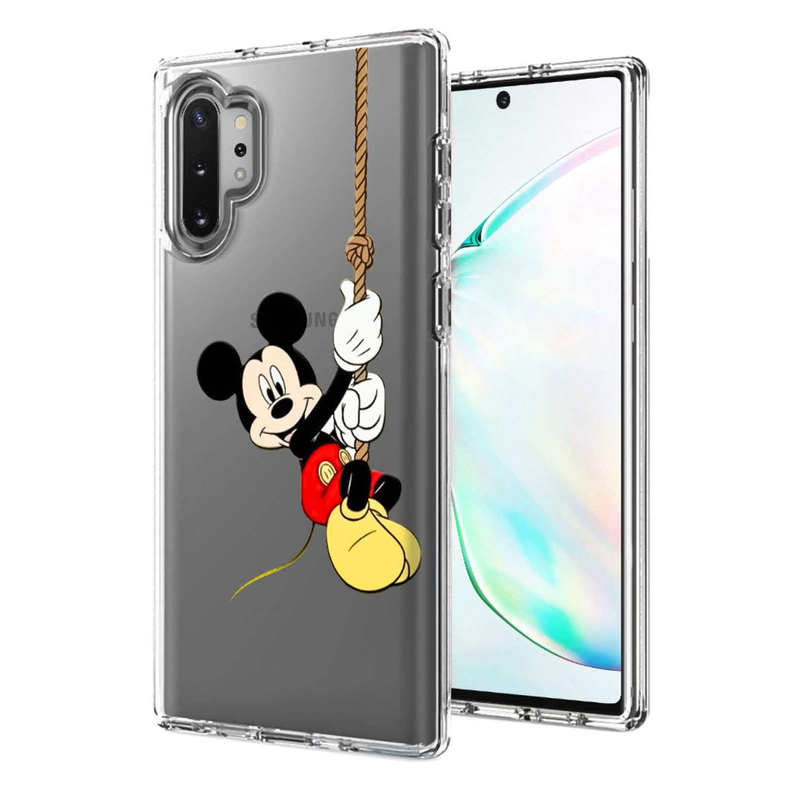 DISNEY COLLECTION Samsung Galaxy Note 10+/Samsung Galaxy Note 10 Plus Case Clear Disney Mickey Mouse 02 Soft TPU Inner and Hard PC Back Double Protection Cover Shockproof Detachable Transparent Shell