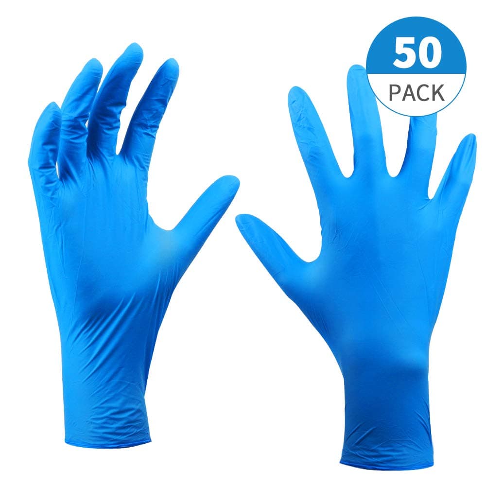 Green Convenience 50 Count Disposable Nitrile Gloves Multi-Purpose Gloves, Hand Protection, Working Gloves, Exam Gloves, Food Grade, Latex Free, Powder Free, Textured, (Large Size)