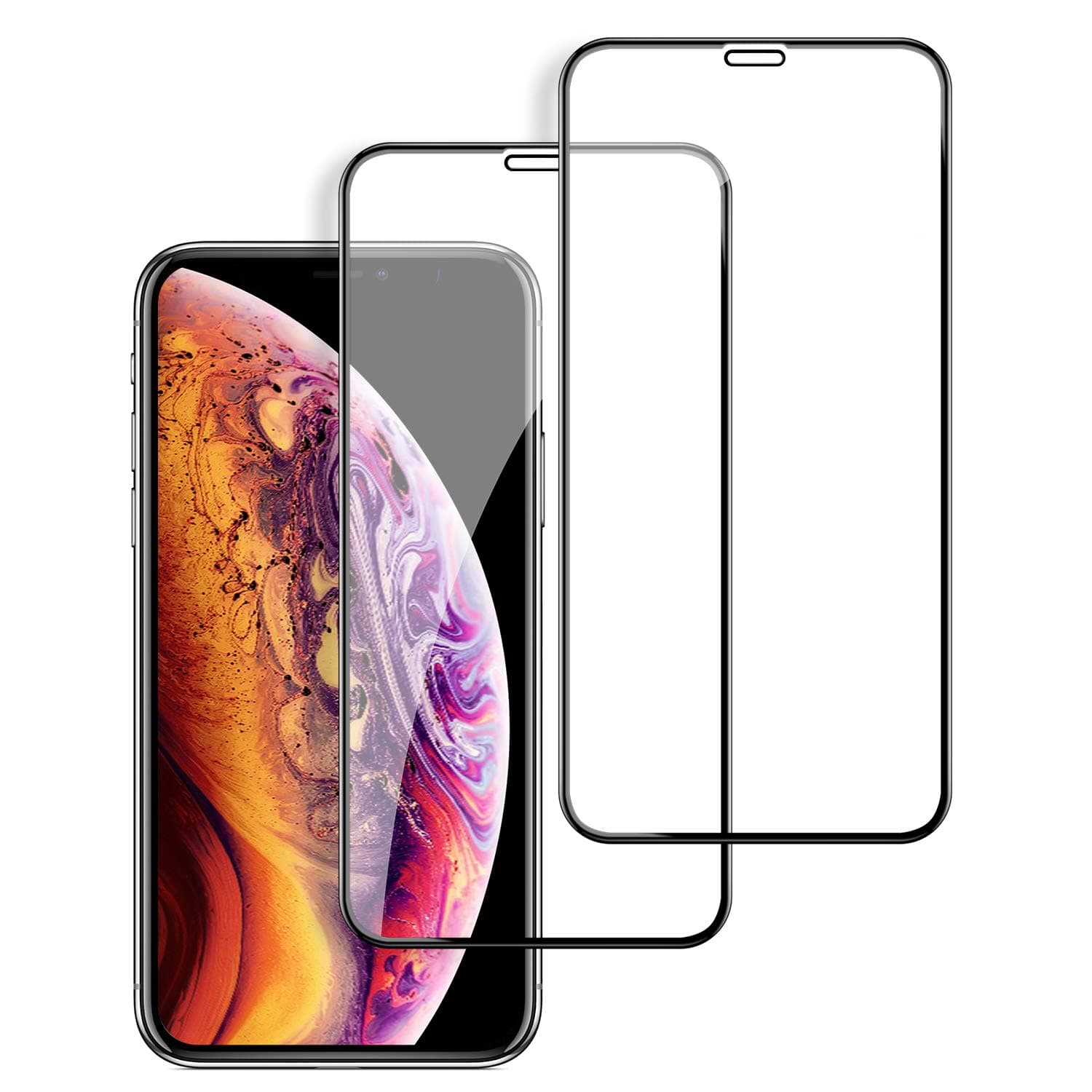 Fozalla Screen Protector 9D Tempered Glass (2 Packs),High Clear, Anti Impact Scratch and Fingerprint Compatible for iPhone XS Max