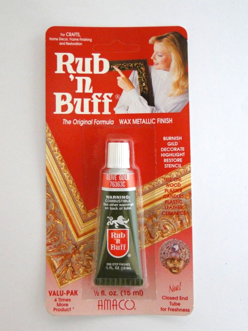 Olive Gold Rub N Buff Original Metallic Gilding Wax Based Antiquing Decorating Crafts 15ml (Pack of 2)