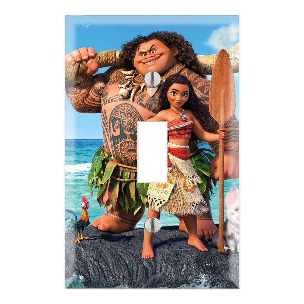 Single Toggle Wall Switch Cover Plate Décor Wallplate - Moana Maui Pua Heihei