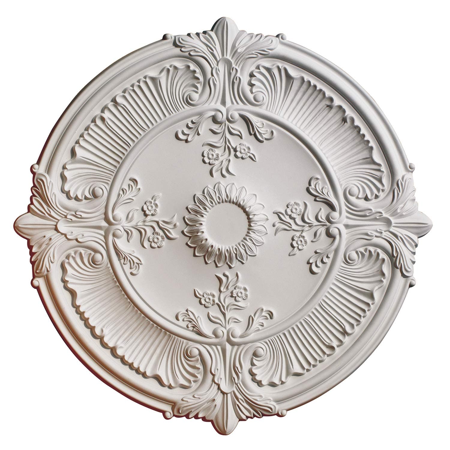 PU Moulding 100% Higher Density Polyethylene 18 inch Ceiling Medallions for Chandeliers Light Ceiling Medallion for Ceiling Fans 18" OD x 2" ID x 1 1/2" P, White