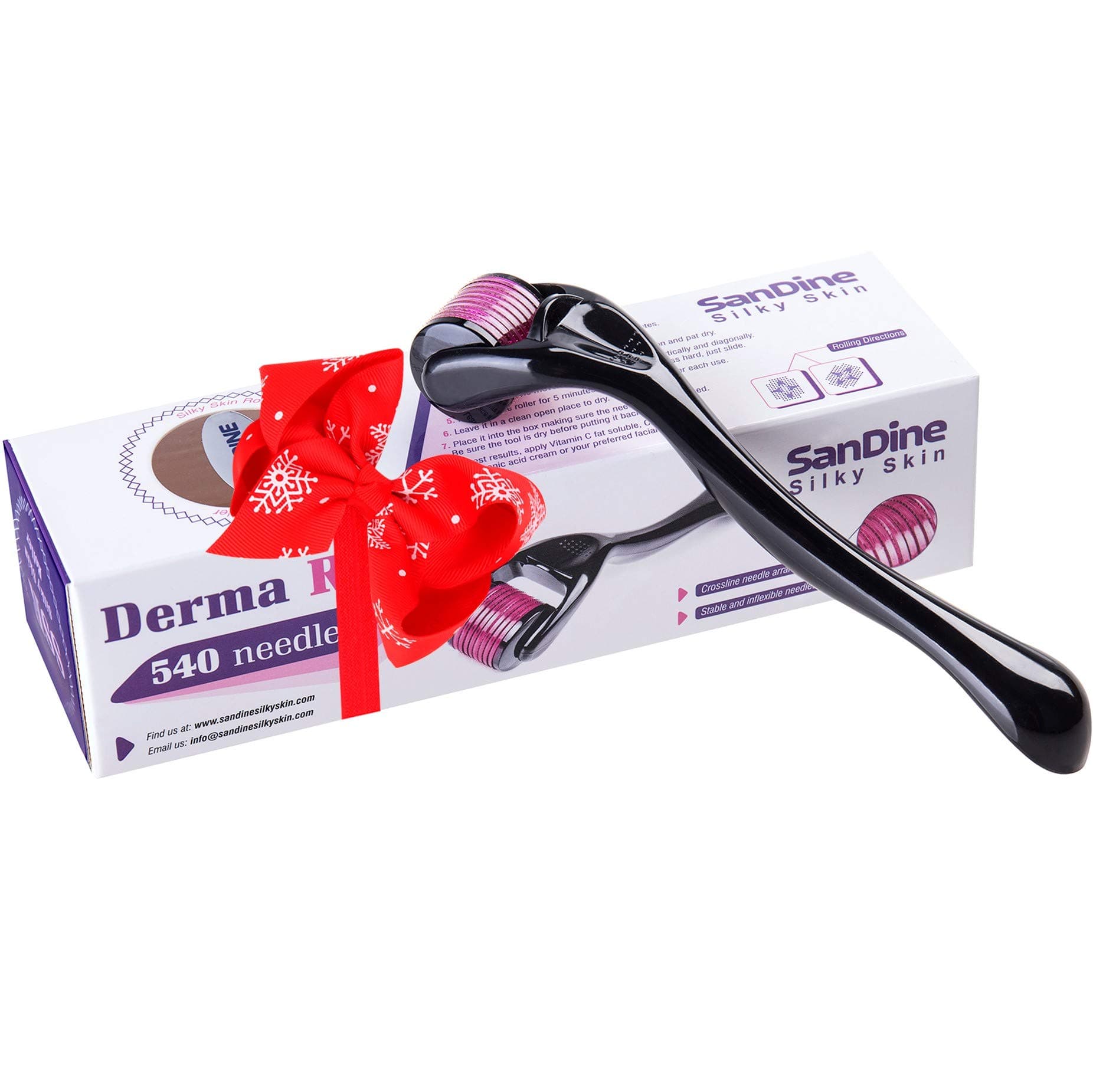 Microneedle Derma Roller - 540 Micro Needle Skin Care System - Ideal to Keep Your Skin Young and Radiant - 0.25mm Titanium for Silky Smooth and Beautiful Skin - Includes FREE E-Book - By Sandine