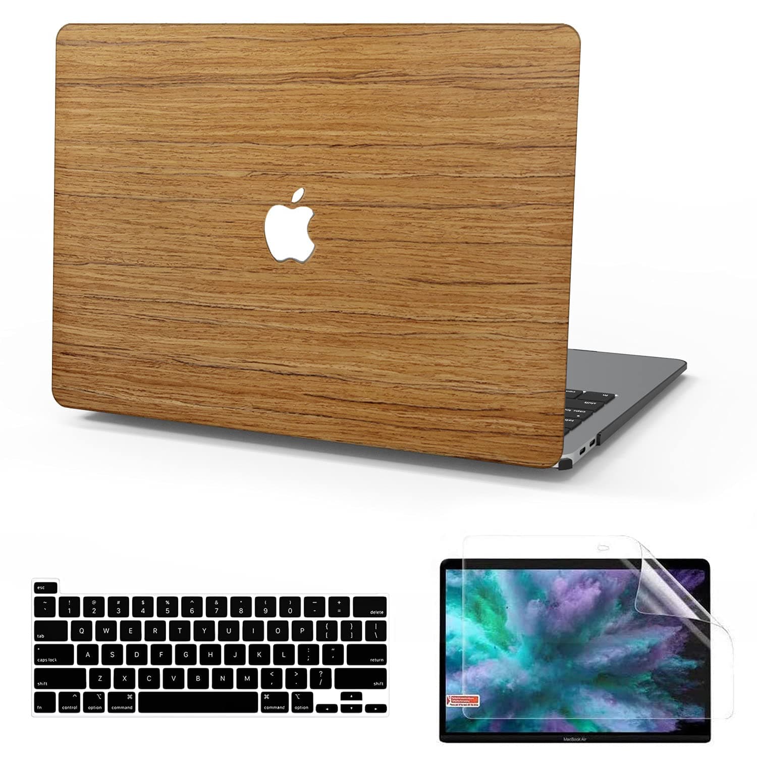 Anban Compatible with MacBook Pro 16 Inch Case 2021 2020 2019 Release A2141, Slim Wooden Hard Protective Shell Cover with Keyboard Cover & Screen Protector, MacBook Pro 16 with Touch Bar & Touch ID