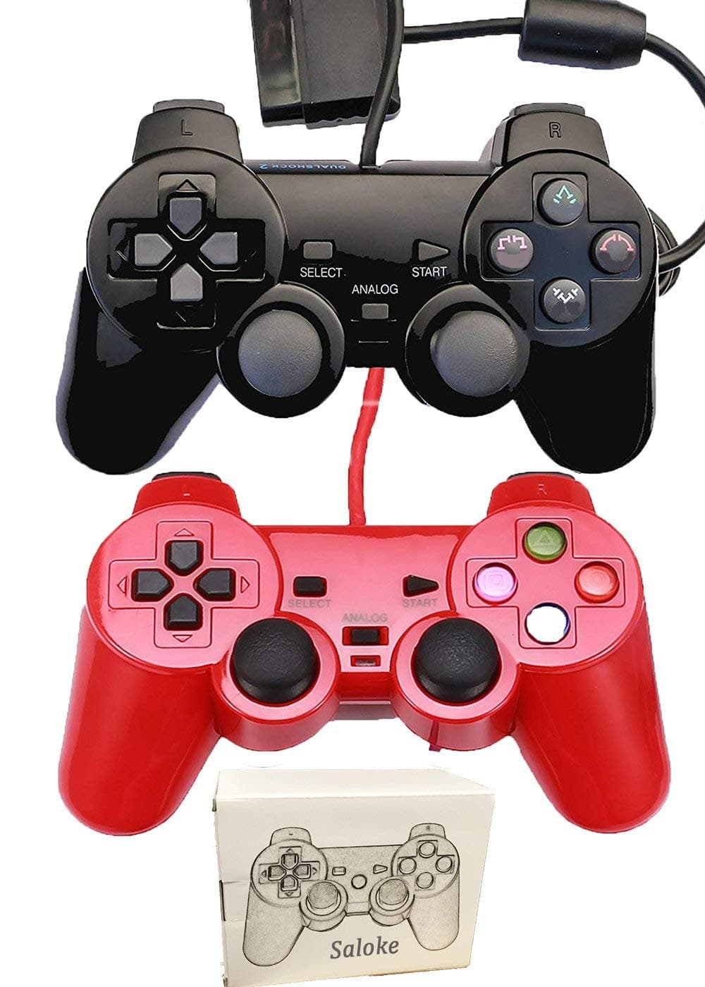 Saloke Wired Gaming Controller for Ps2 Double Shock (Black1 and Red1)