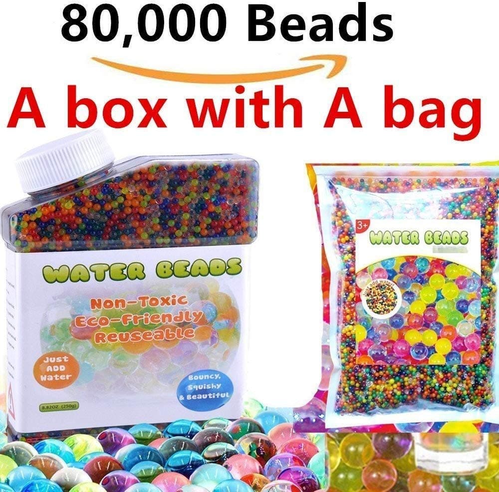 80,000 beads A box and A bag HYMONA Flash Water Beads Sooper Beads Crystal Soil Water Bead Gel For Refill, Sensory Toys, Vase Filler