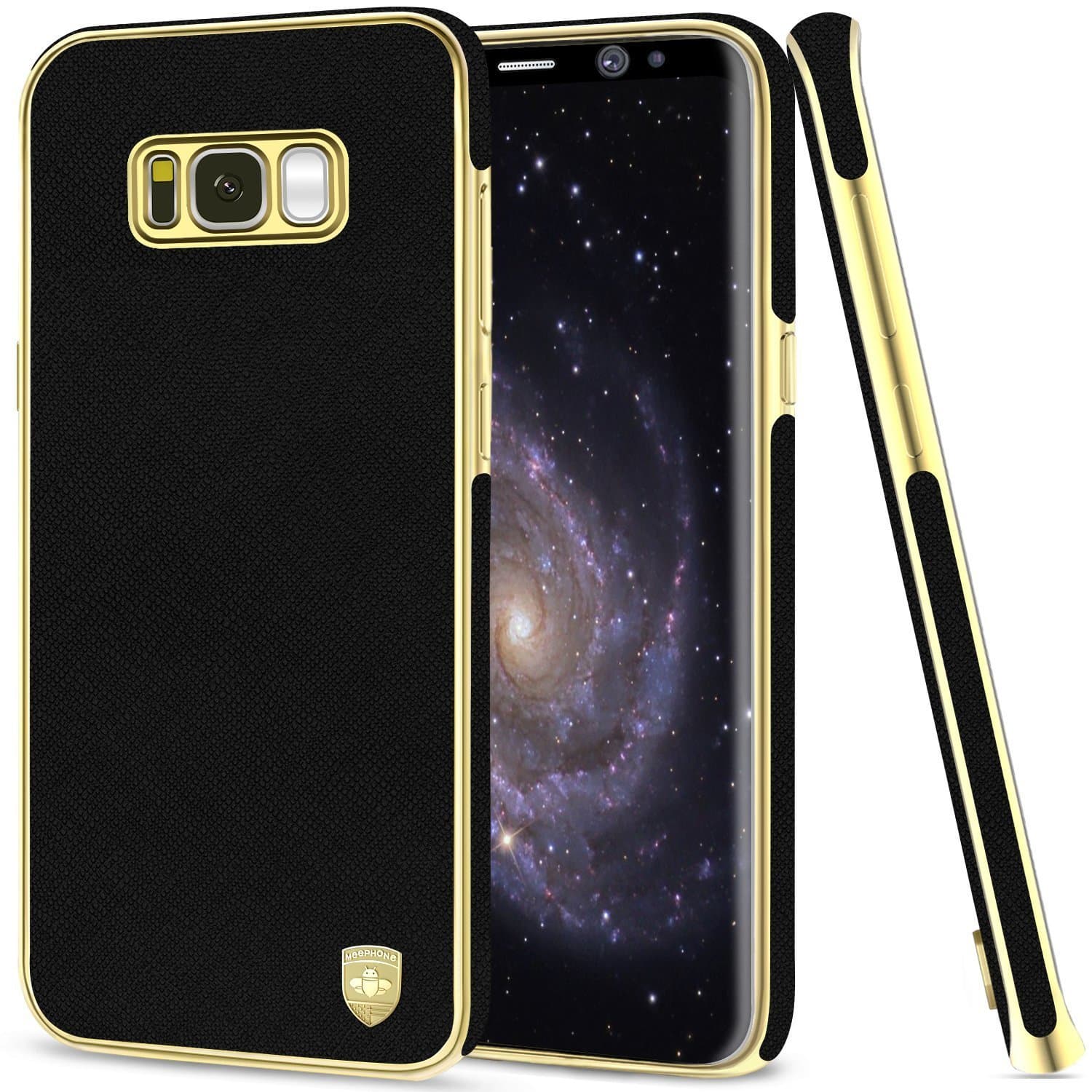 Samsung Galaxy S8 Case, Luxury Leather Plating Coated Frame Slim Cover Cell Phone Case for Samsung S8 (5.8 inch) - Black