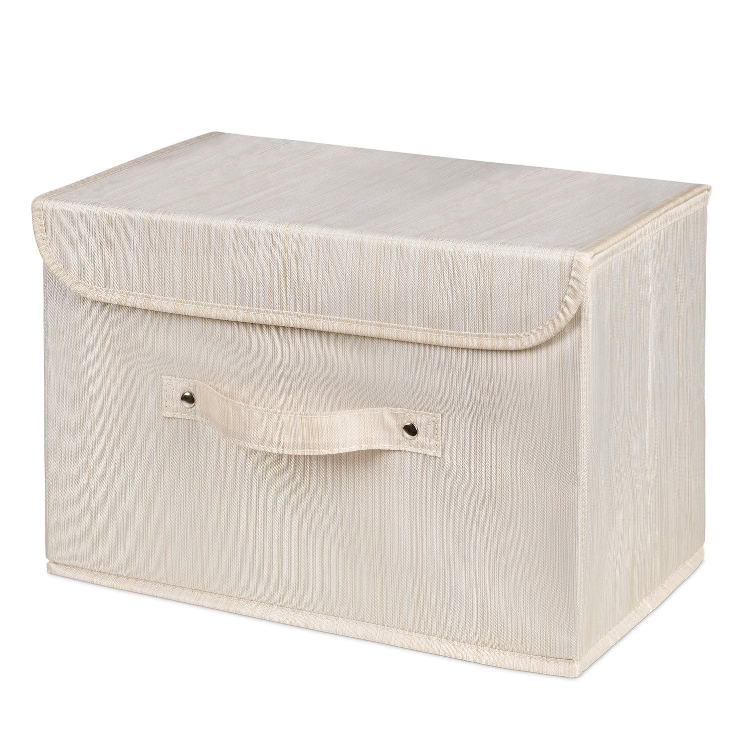 NEW Premium Beige Storage Box with lid-Extra wide handle-Strong, secure fastening-Suitable for Clothes, Accessories, Paperwork, Magazines, Keepsakes, toys-Great in the home or office 37x25x25cm 1pk