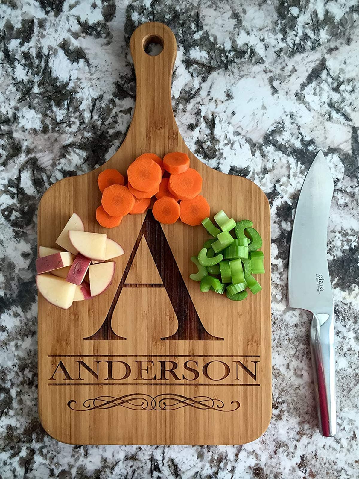 Personalized Bamboo Cutting Board - Anderson Design - Chopping Wood Boards For Kitchen, Chopping Meat, Vegetables, Fruits, Cheese