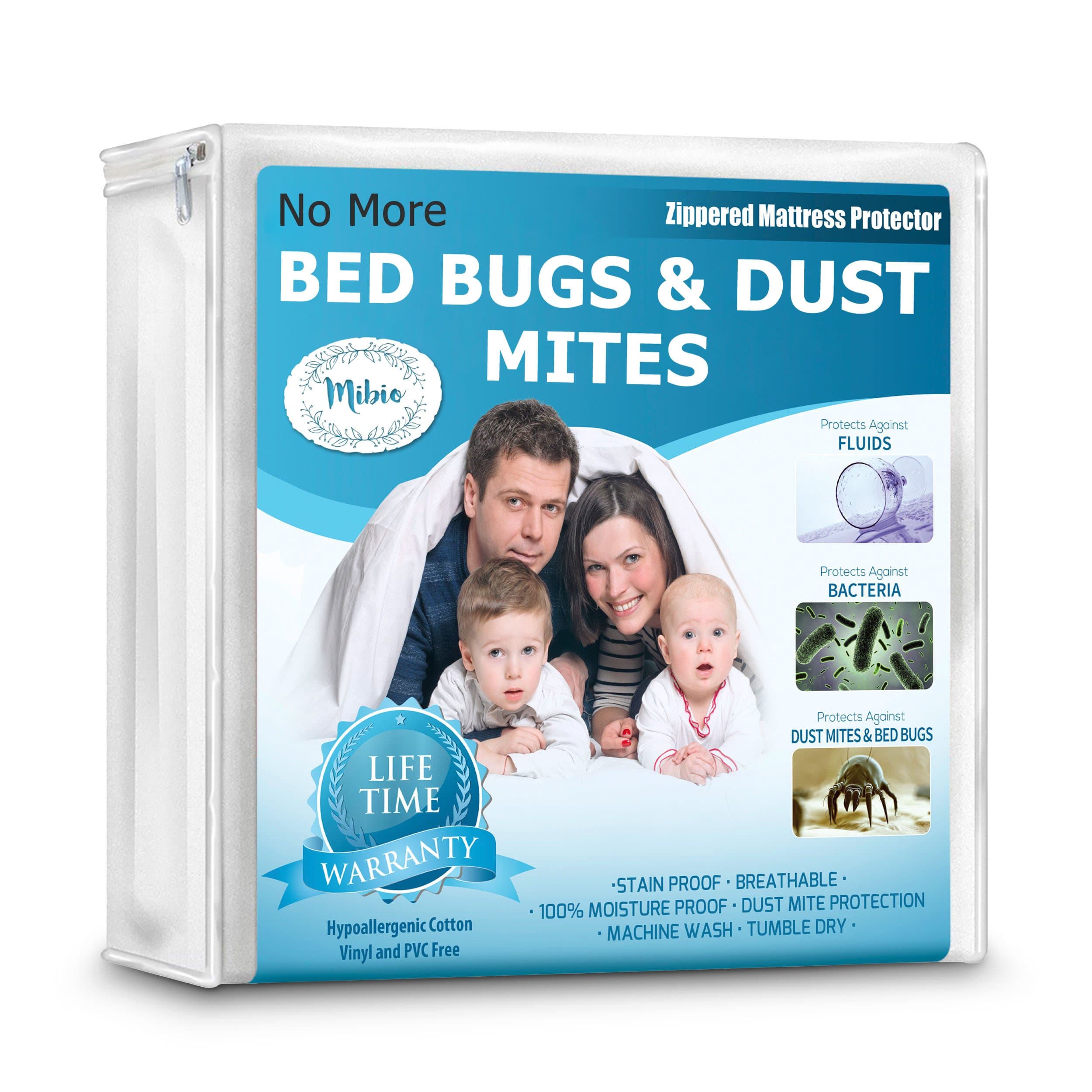 Bedbug Mattress Protector - Queen, King, Twin, Full, Cal, Pillow Top and Crib Sizes. Vinyl Free, Zippered, Hypoallergenic, Waterproof Covers, Bedbug, Dust Mite Proof – King Size