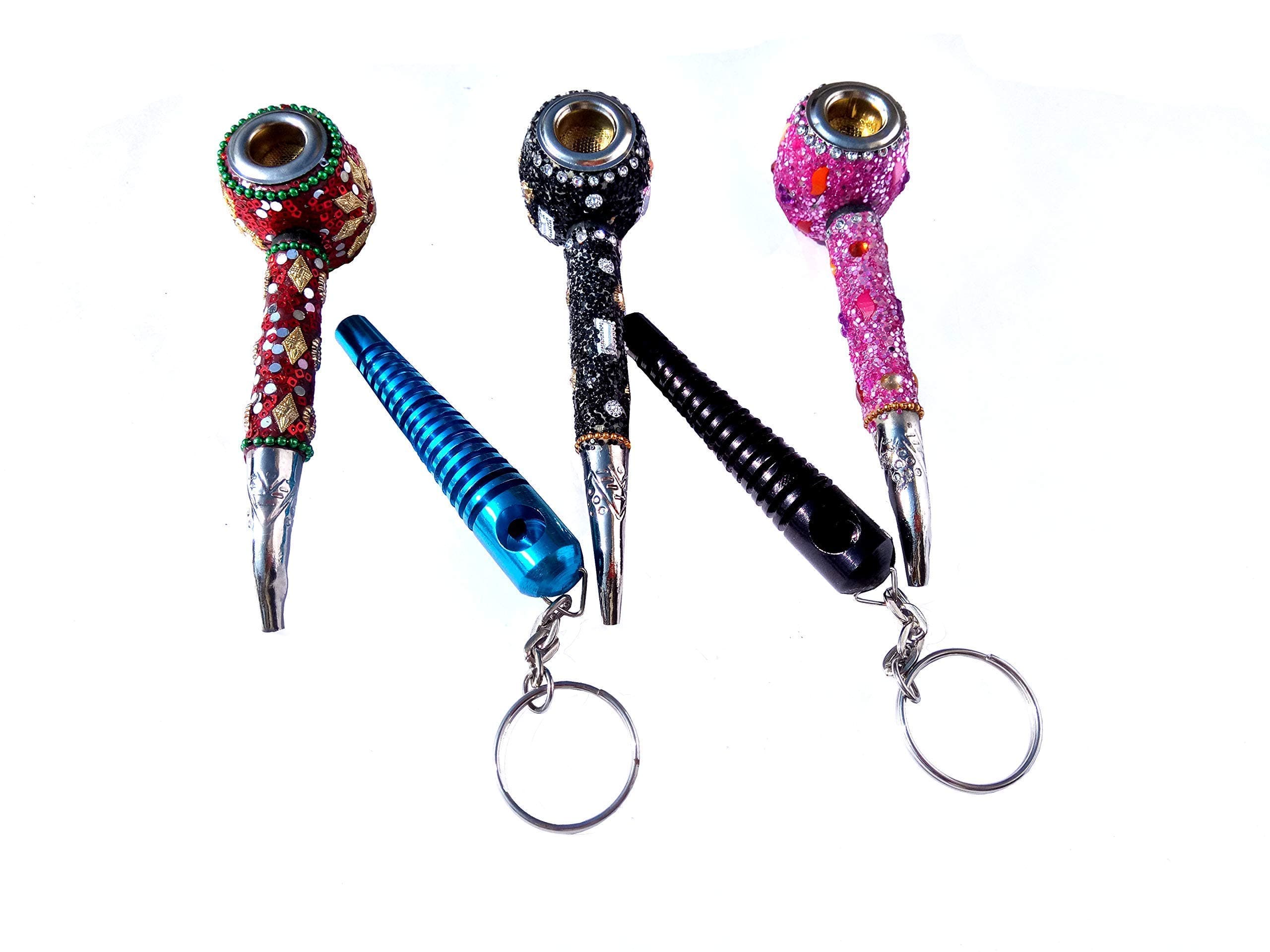 A2G Aluminum Hand Pipe and Pyrex Borosilicate Glass Pipe (Multi_4 Inch X 7 Inch X 3 Inch)