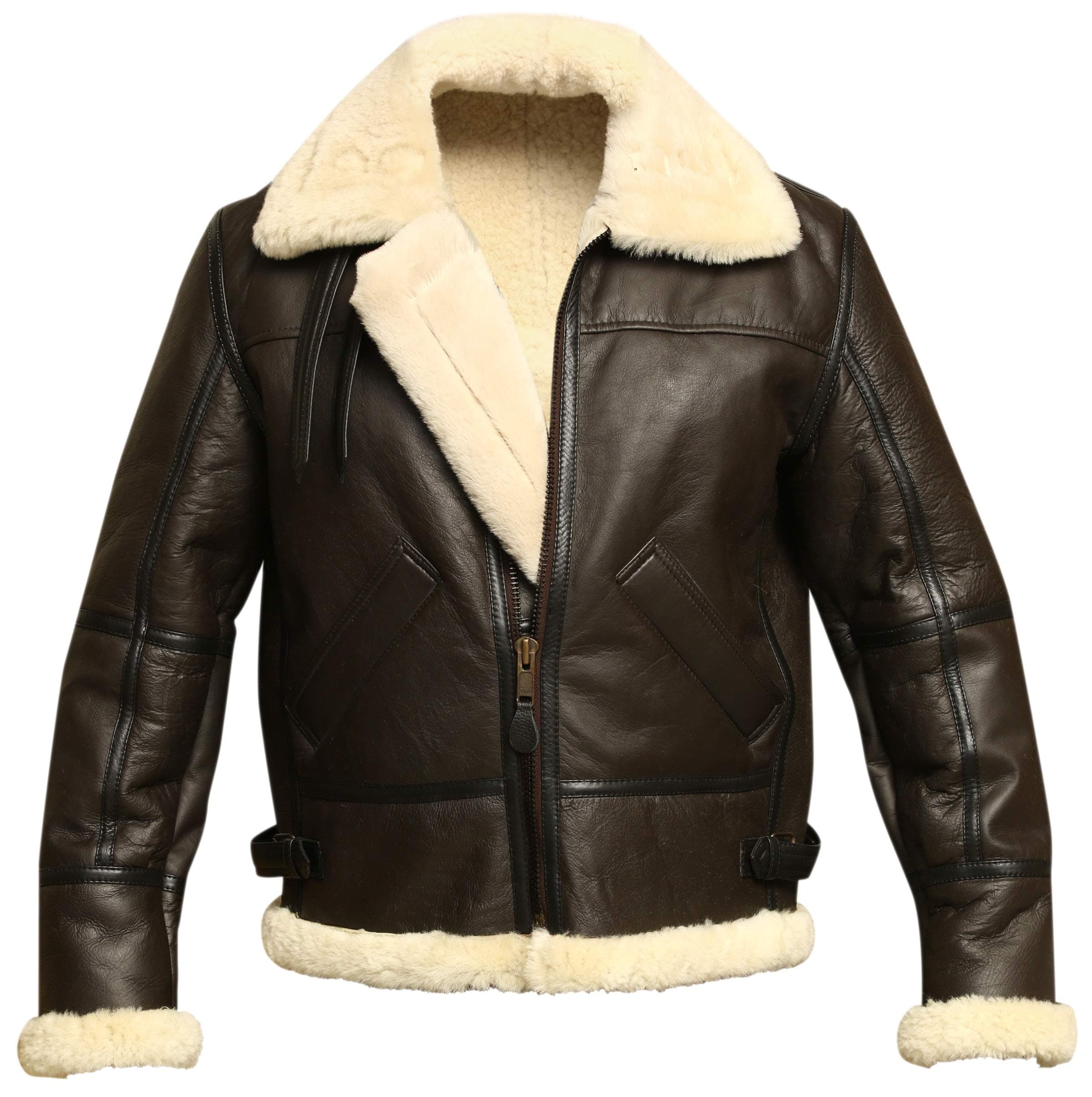 Men B3 Bomber Aviator Shearling Sheepskin Leather Winter Jacket