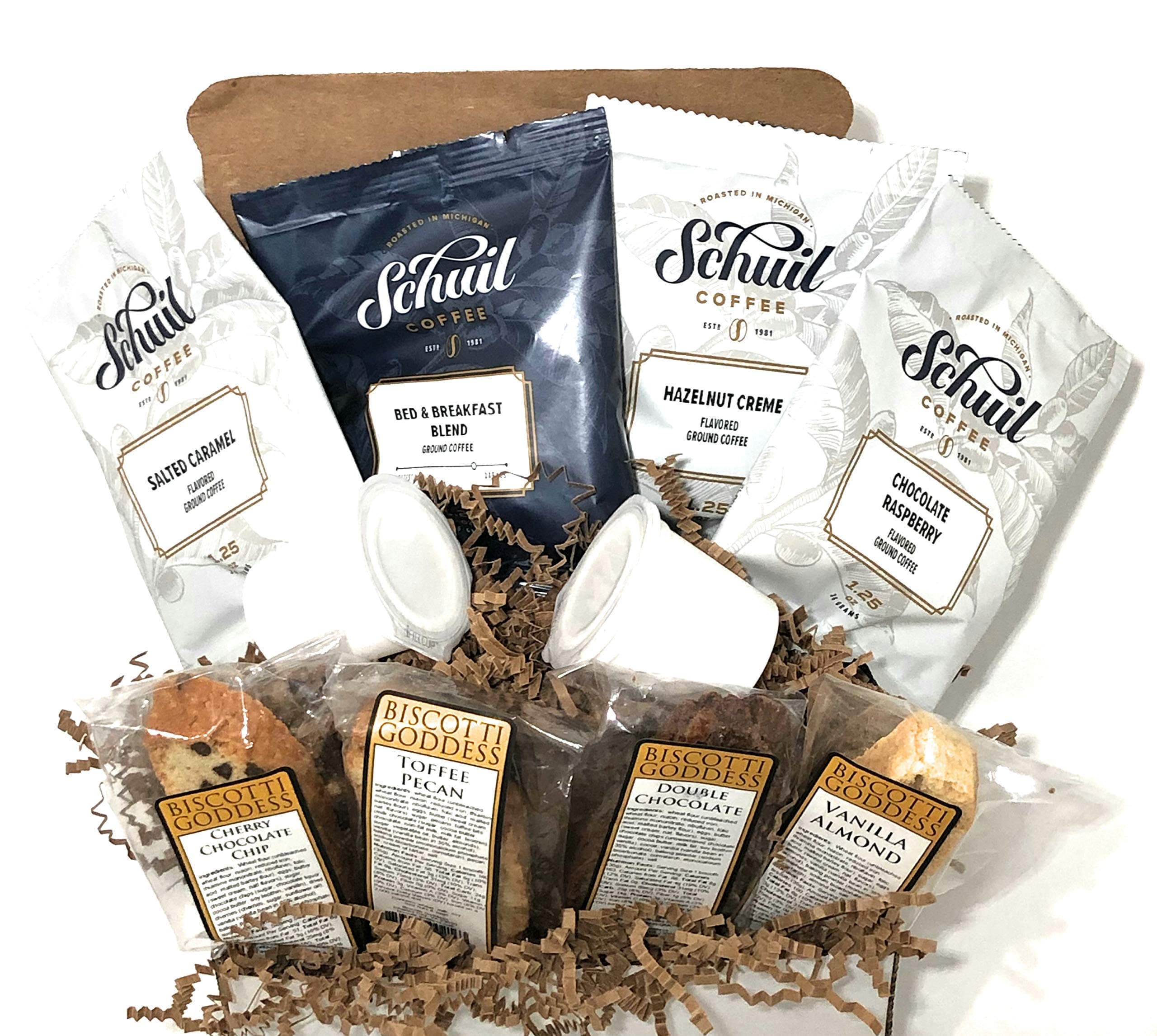 Coffee Gift Box Set With Kosher Non-GMO Biscotti & Ifill Cup