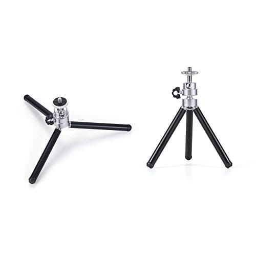 SharingMoment Lightweight Mini Foldable Pocket Tripod/Small Tabletop Tripod Mount Stand Phone Holder/Portable Travel Desktop Little Tripod for Smartphone/Webcam/Camera/Pico Projector-Black