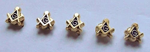(5x) TINY Masonic 5mm Pin Badge/Gold Plated Square & Compass G, Lapel Gift