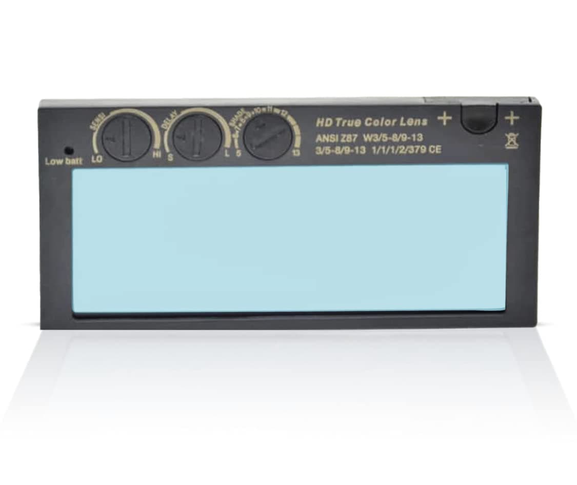 True Color Auto Darkening Welding Lens, Variable Shade 5-13, HD 2x4 Horizontal Auto-Darkening Helmet Mask, 2pcs Replacement Outside Cover Filtering Lens Fits Most Helmets Pipeliner Hood