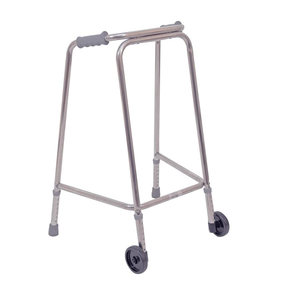 Ultra Narrow Walking Frame with Wheels - Slim Design - Large - Lightweight Aluminium - Non-Slip Rubber Ferrules - Ergonomic Hand Grips - Rehabilitation Walking Aid