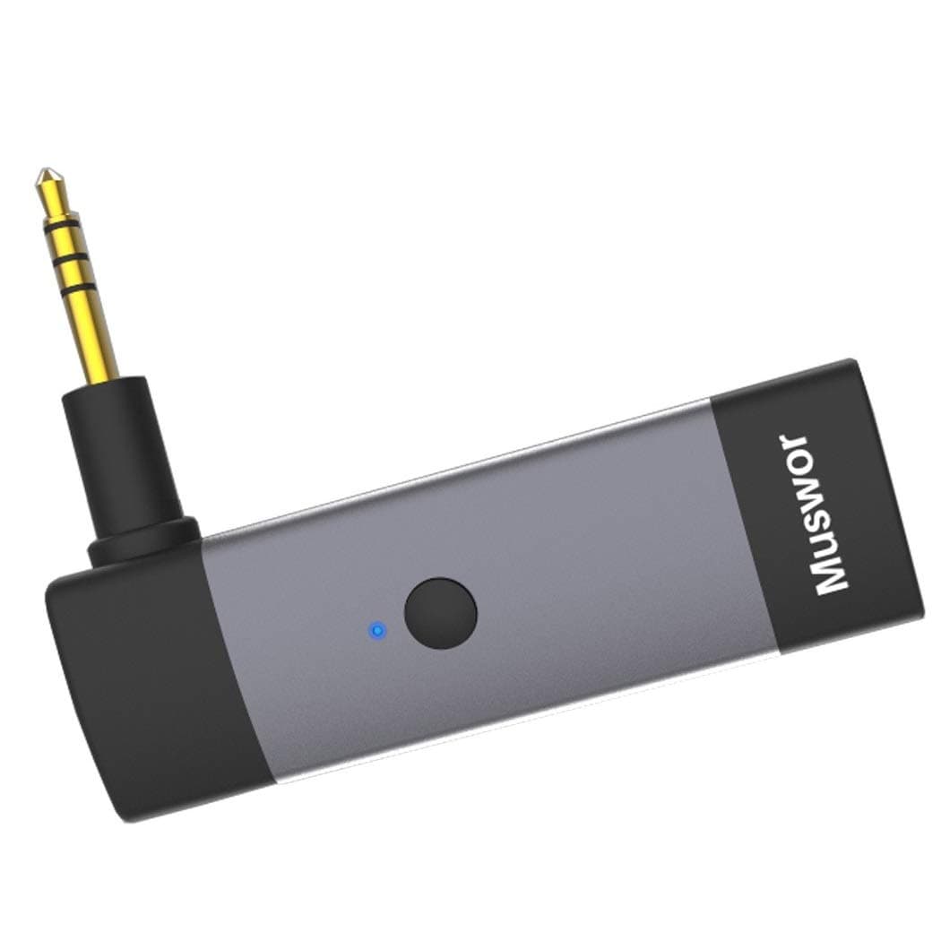 Muswor Bluetooth Adapter Receiver Wireless Converter, audio cable replacement for headphones Audio-Technica ATH-M50x and Urbanite with Microphone and 2.5mm Jack Connector, Built-in Headphone Amplifier