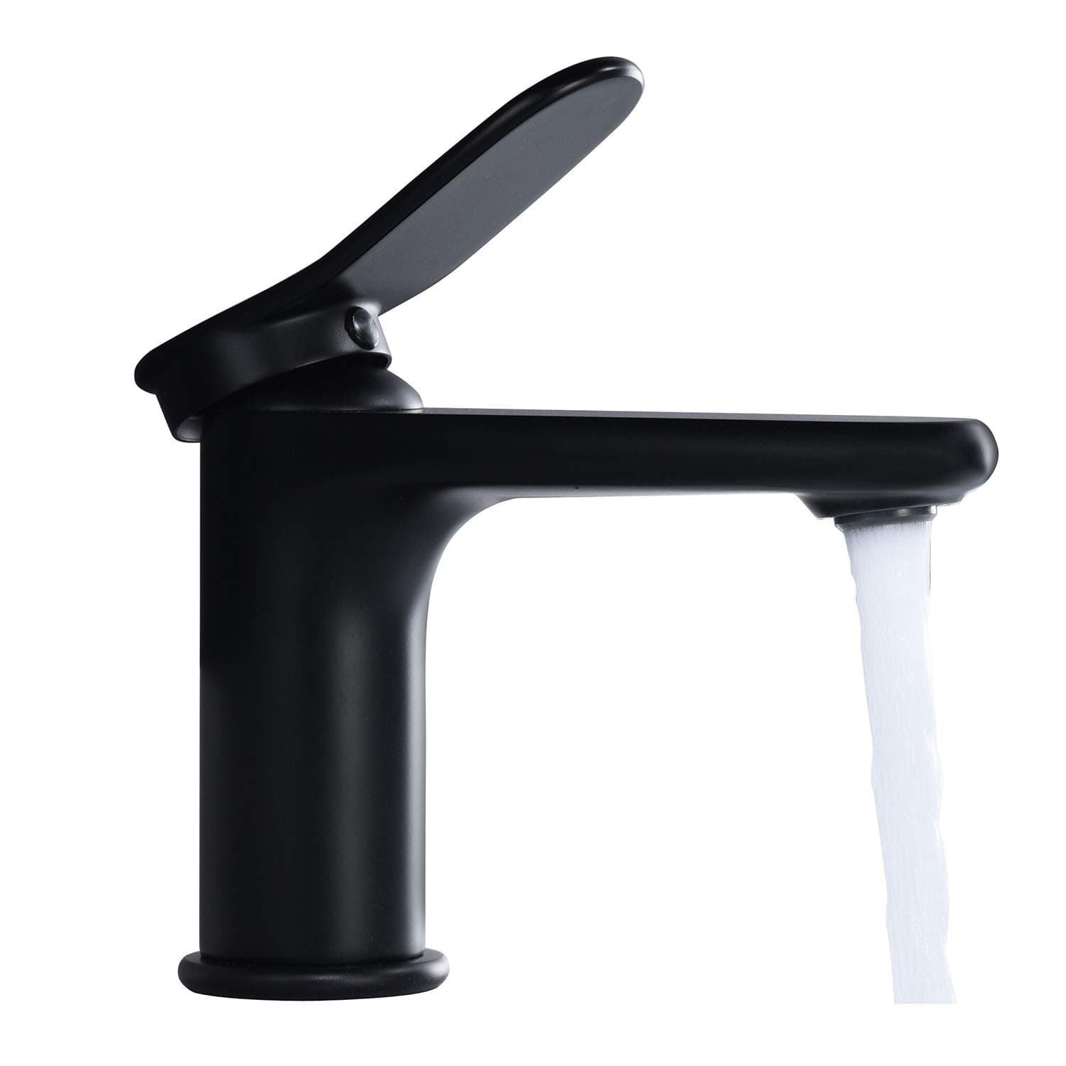 Charmingwater Modern Matte Black Single Handle Bathroom Vanity Faucets, Solid Brass Body Hot and Cold Single Handle Basin Mixer Taps