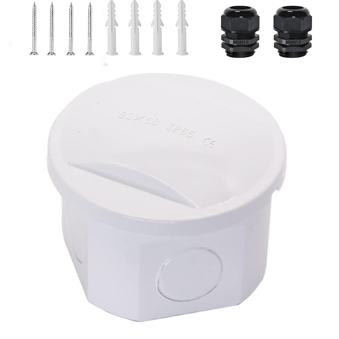 Junction Box, Zulkit Project Box with Reserved Holes IP55 Waterproof Dustproof Electrical Box ABS Plastic Project Enclosure White D3.1 x H2