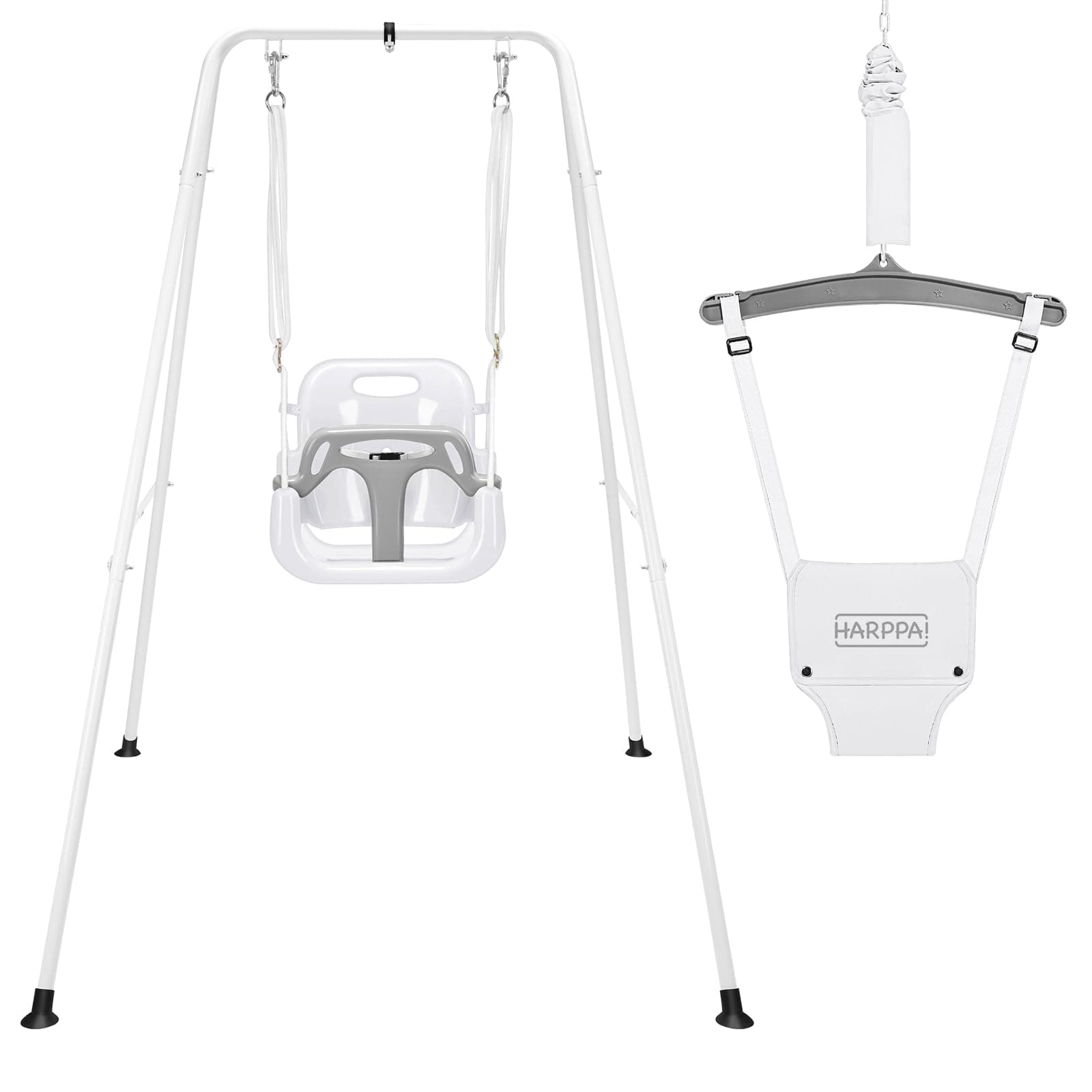 HARPPA 2 in 1 Foldable Toddler Swing Set, Kids Swing & Baby Jumper for Indoor and Outdoor Play, Adjustable Children Swing Set for Aged 1~5 Years (White)