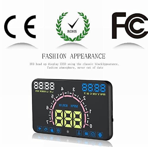 YICOTA 5.8" Car HUD Head-Up Display Windshield LED Projector with OBD2 EUOBD with Speed Fatigue Warning RPM MPH KM/h Fuel Consumption Display (E350)