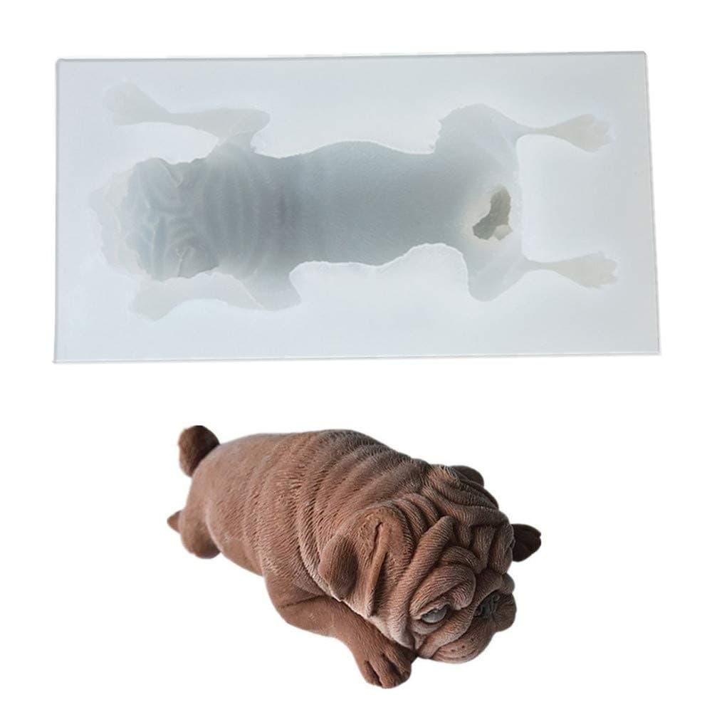 Pug Dog Shape Silicone Mold, Mousse Cake Mold, Polymer Clay Mold, Crafting, Resin Epoxy,DIY Fashion Decoration Tools Fondant Mold,Soap Mold,Candle Mold A045