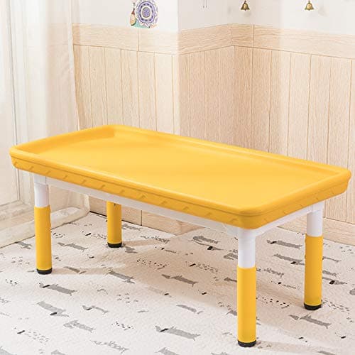 Children Kids Multi-Functional Plastic Mixing Play Tray & Height Adjustable Frame Stand for Playing Toy Sand Pool Pit Water Game Animal Figures etc - Suitable for Indoor or Outdoor Use (Yellow B)
