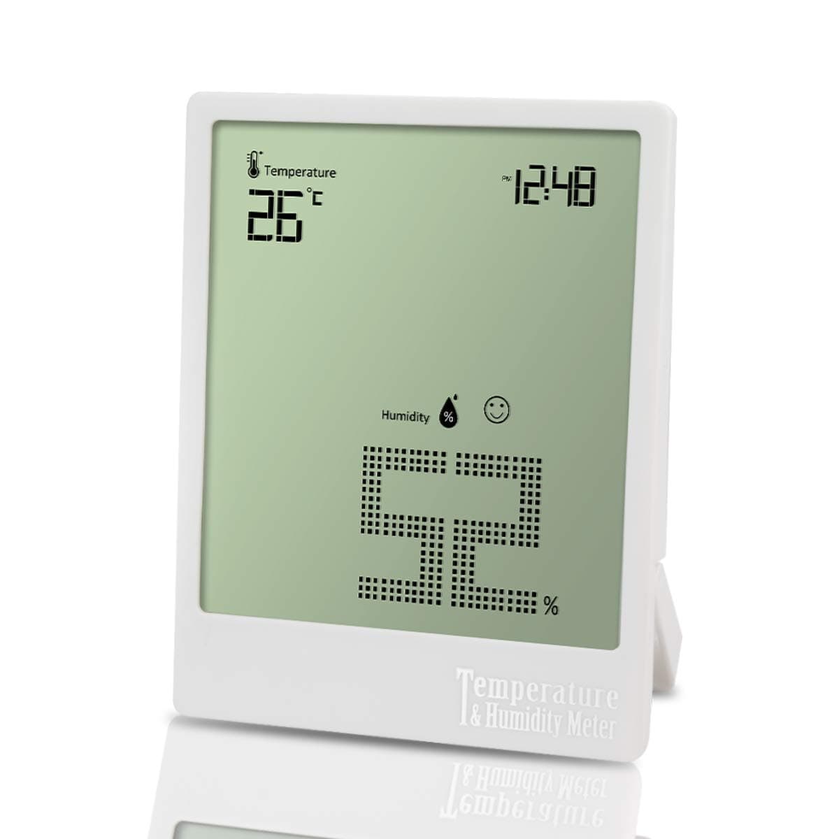 Digital temperature hygrometer ultra-thin large-screen thermometer indoor hygrometer explosion-proof screen does not hurt the hand Suitable for living humidity temperature monitoring (Plastic, White)