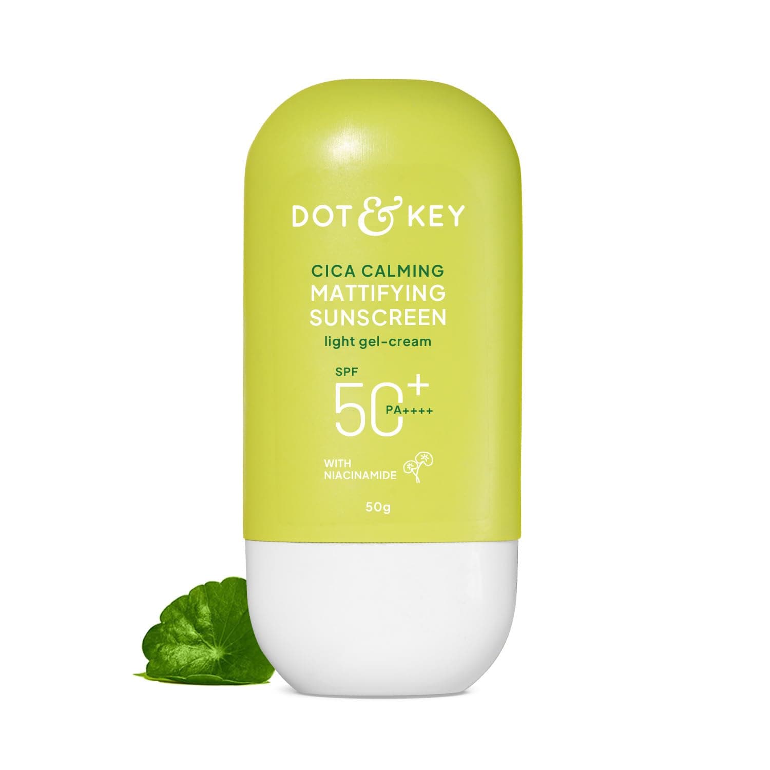 Dot & Key CICA Calming Mattifying Sunscreen SPF 50 PA++++ For Oily Acne Prone & Sensitive Skin UVA/UVB Protection No White Cast, Ultra Light, Fragrance Free & Quick Absorbing 50g