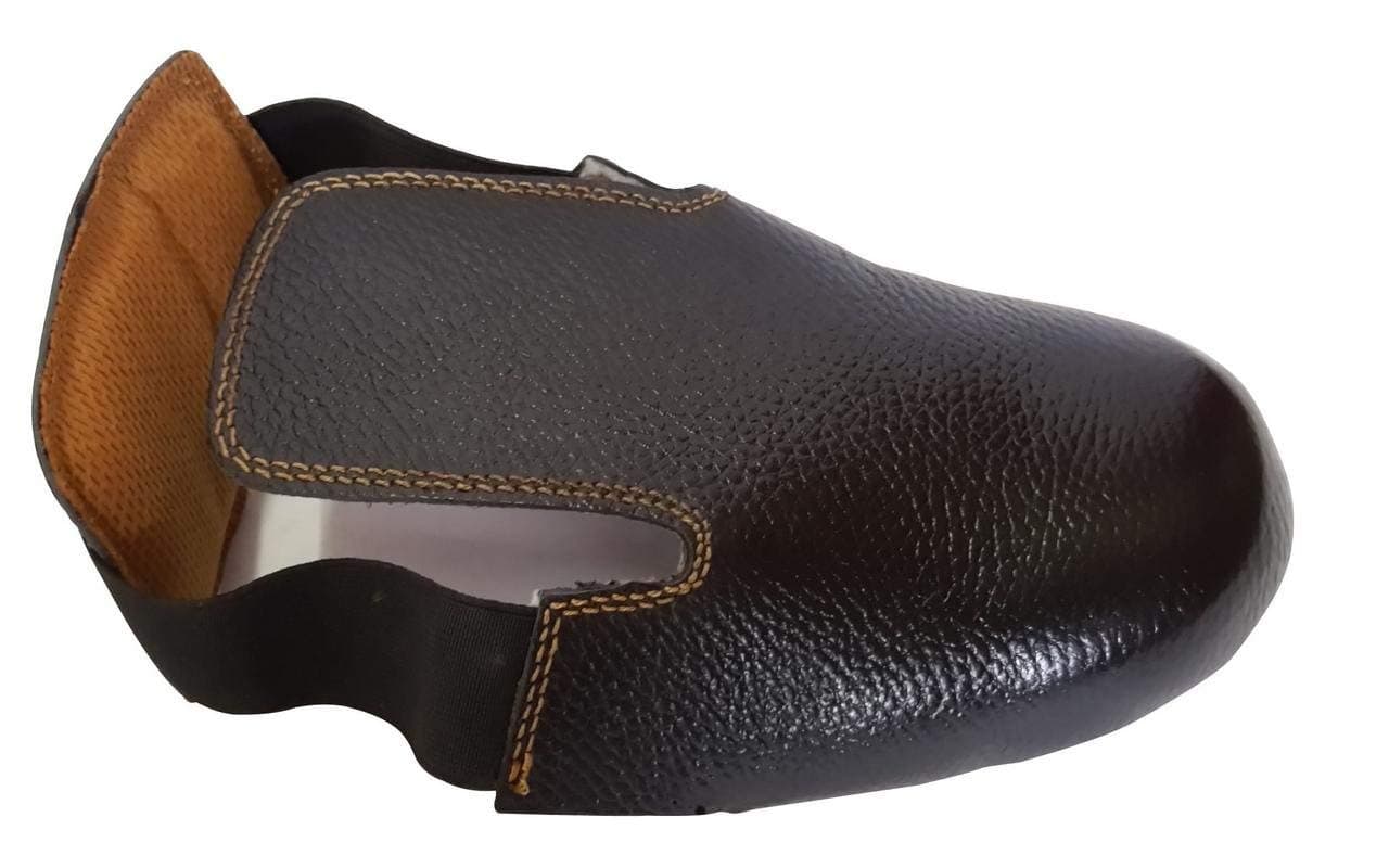 Efficacy FRP Steel Toe Cap Guard with Elastic Strap | Universal Industrial Leather Overshoe Protector for Men & Women | Workplace Foot Safety (1 Pair)