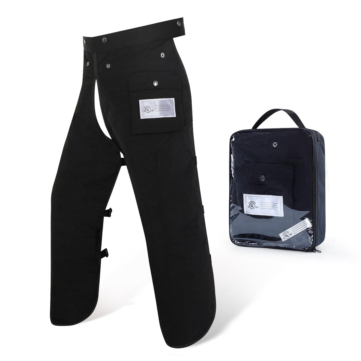 Chainsaw Chaps Apron Wrap 8-layer for Men/Women Loggers Forest Workers Protective Chain Saw Pants Adjustable, Black, Large Size: 40"-42"