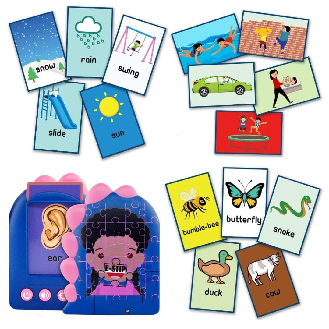 E-STIP Talking Flash Cards for Toddlers to Encourage Words and Sentences 3 4 5 6 Year Old|Early Year Educational Toys for Toddlers, Montessori Learning Flash Card Reading Machine with 165 Cards